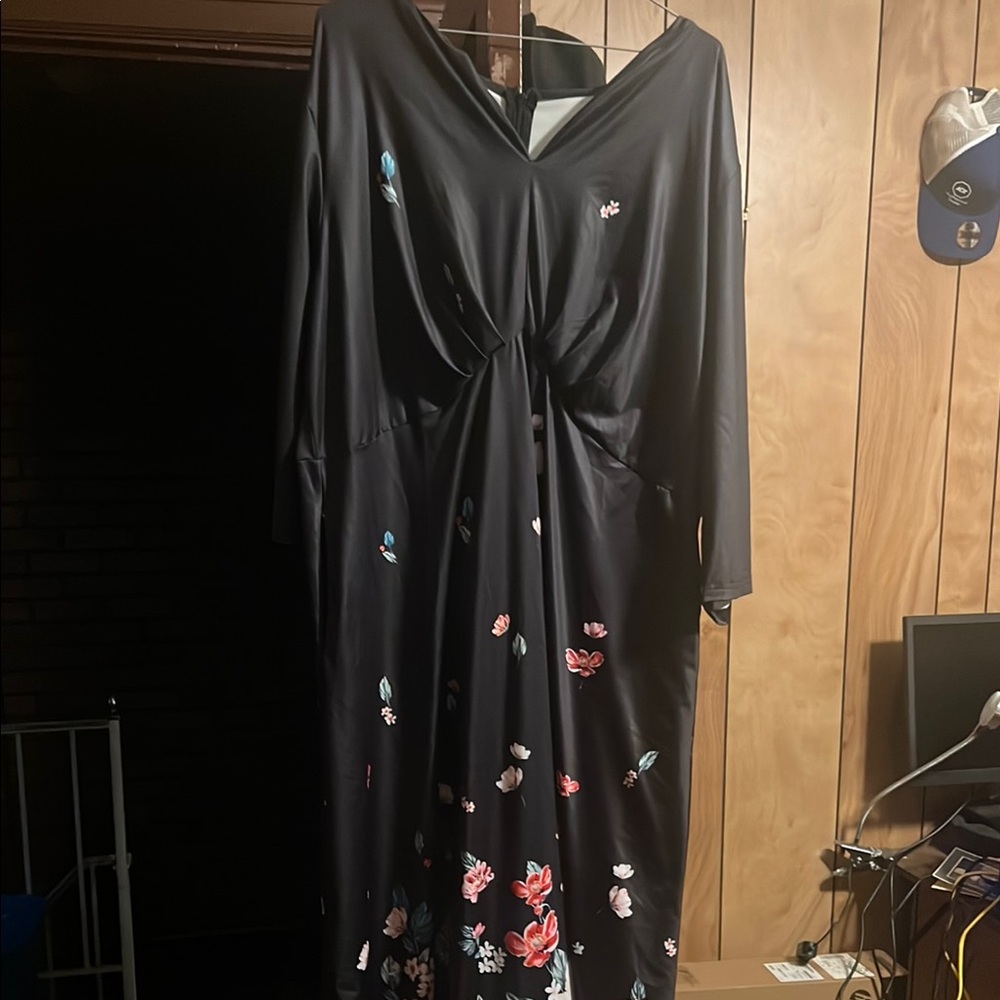 Elegant Black Floral Women's Dress